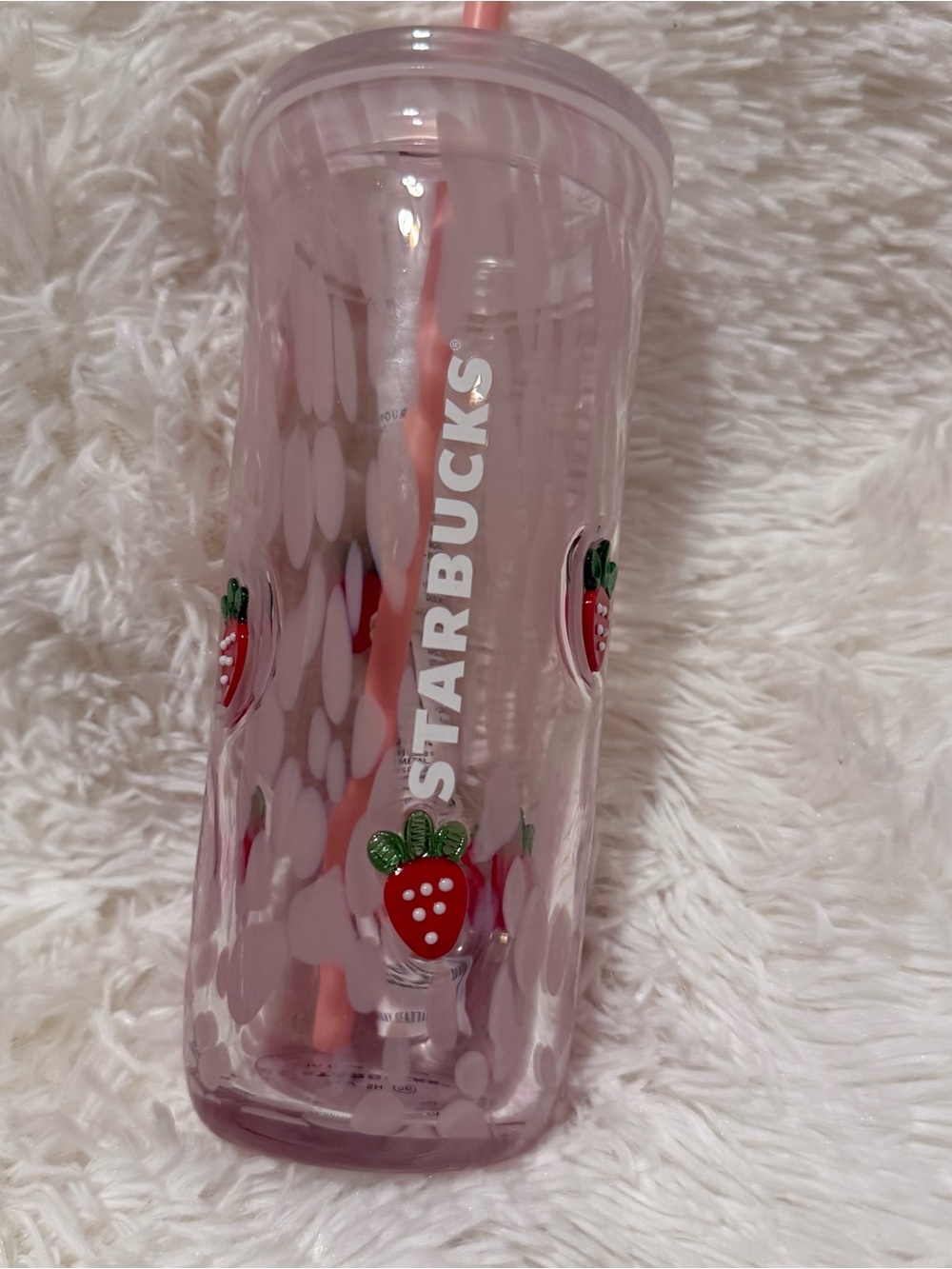 Starbucks Pink Strawberry Glass Tumbler with Pink Straw - Picture 2 of 5